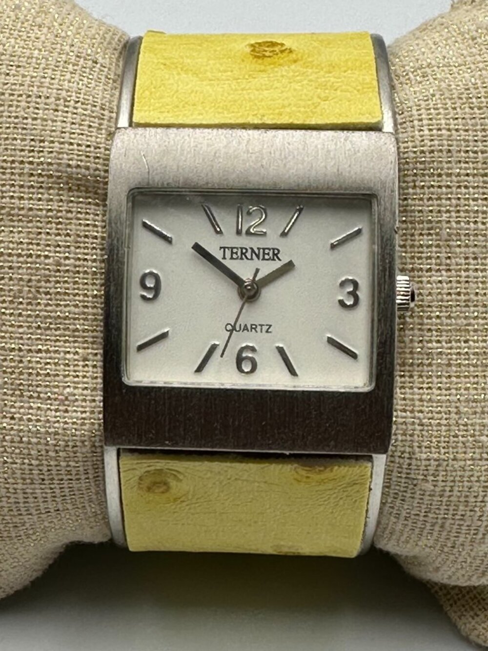 3/$30 Bijoux Terner Watch Women Yellow Faux Ostrich Leather Cuff Band